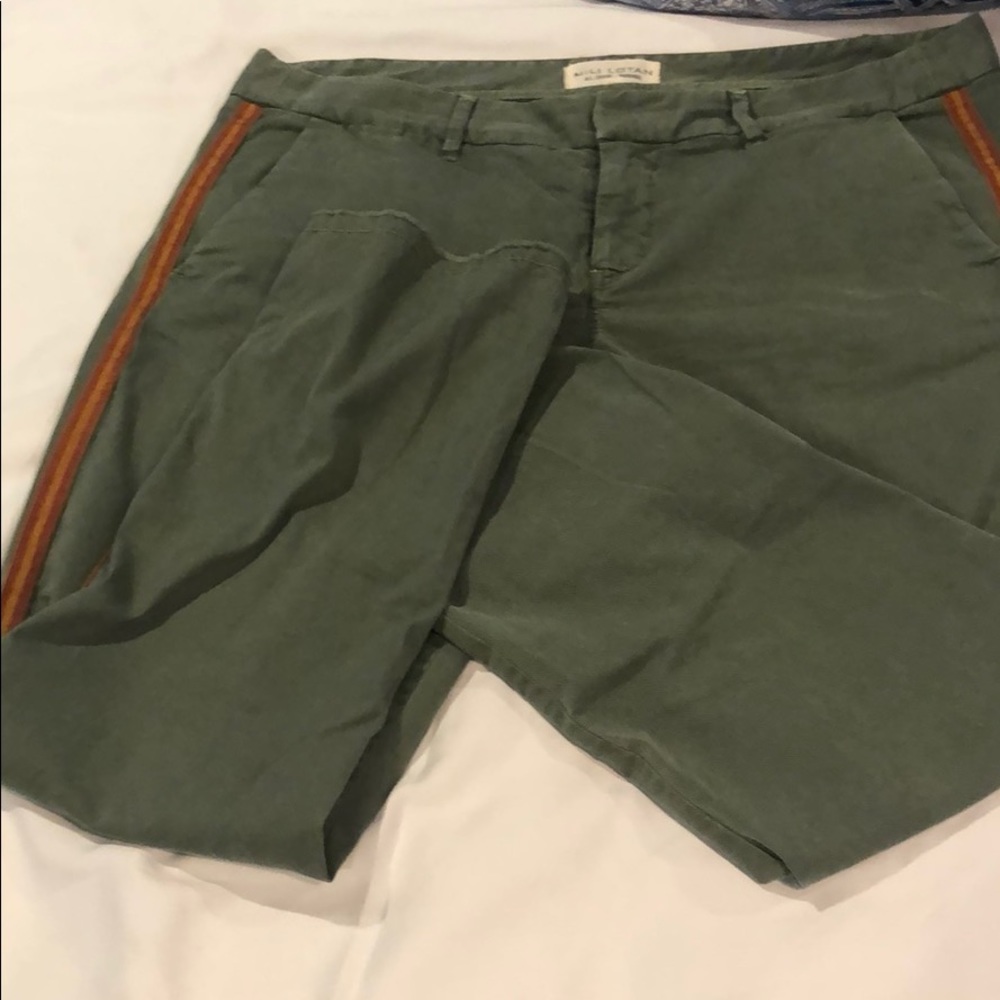 Nikki Lotan army green pants w/ ribbon details